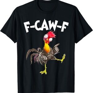 Black T-Shirt with Colorful Rooster Graphic